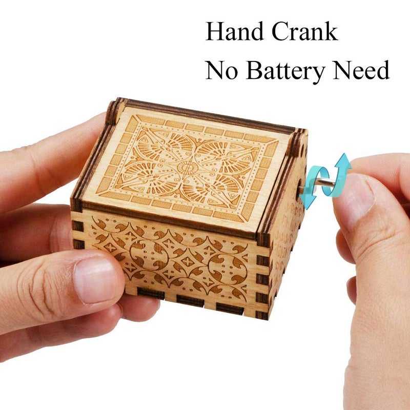BOOB Hand Crank Music Box Wood Vintage Musical Box-You are My Sunshine Antique small Gift to My GrandDaughter from Grandma for birthday Christmas Thanksgiving Valentine's Day Mother's Day - Image 3